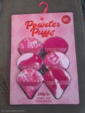 Addy-Lu 6pk Pink & White Plush Powder Puffs - BNIB